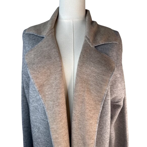 ZARA Knit Open Front Small Cardigan Coat Gray & Beige Viscose Blend Womens - Picture 6 of 12